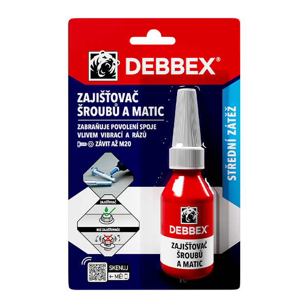 Zajišťovač šroubů a matic 10ml DEBBEX 1