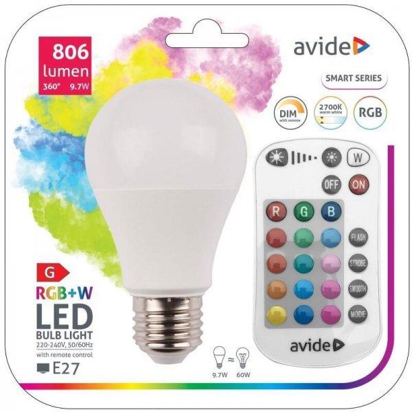 Žárovka SMART LED E27 9,7W ovladač RGB ASG27RGBW 1