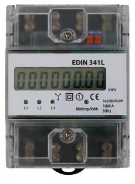 Elektroměr 5-80A,1-tarif,3-fázový,LCD displej,4M/DIN EDIN 341L 1