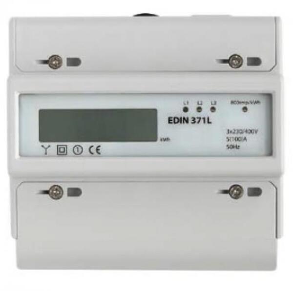 Elektroměr 5-100A,1-tarif,3-fázový,LCD displej,7M/DIN EDIN 371L 1