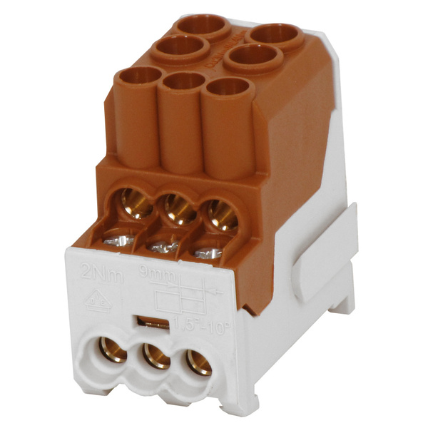 Blok pro rozdělení fází UVB 100 L B, 1pól., 101A, 1000V, hnědý, na DIN Blok pro rozdělení fází UVB 100 L B, 1pól., 101A, 1000V, hnědý, na DIN 1