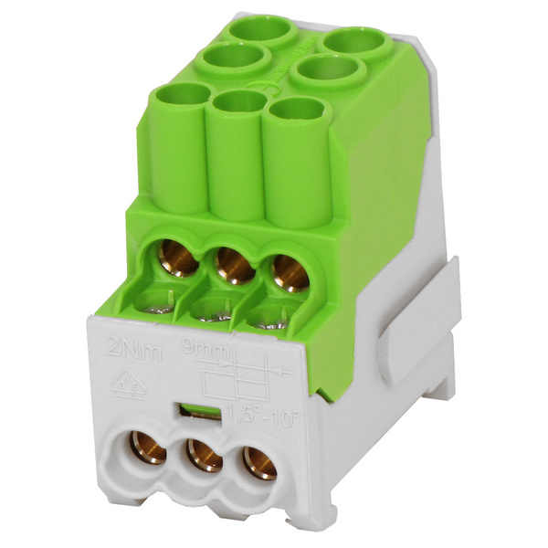 Blok pro rozdělení fází UVB 100 PE, 1pól., 101A, 1000V, zelený, na DIN Blok pro rozdělení fází UVB 100 PE, 1pól., 101A, 1000V, zelený, na DIN 1