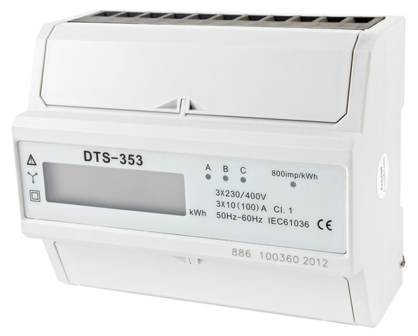 Elektroměr DTS 353-L 100A, 7mod., LCD, 3-fáz., 1-tar., podružný 1