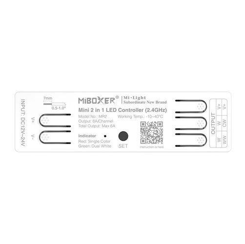 MINI LED přijímač 2v1 pro jednobarevné/CCT pásky, DC12-24V, Max 6A, 2.4GH, IP20, MR2, Mi-l MINI LED přijímač 2v1 pro jednobarevné/CCT pásky, DC12-24V, Max 6A, 2.4GH, IP20, MR2, Mi-l 1