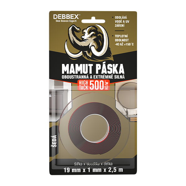 Páska oboustranná MAMUT ext. silná 19mm x 1mm x 2,5m, 1,5"core (High Tack) 1